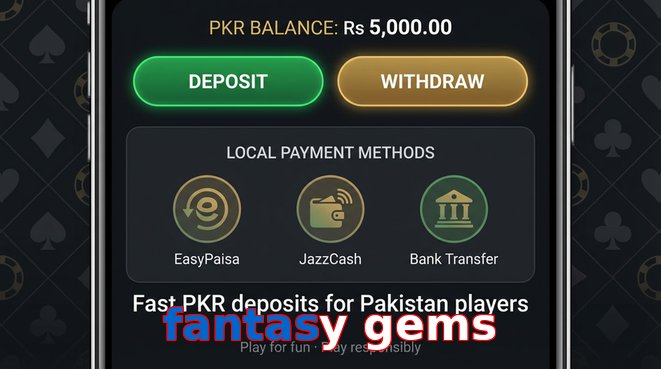 Deposit and withdrawal screen with PKR methods